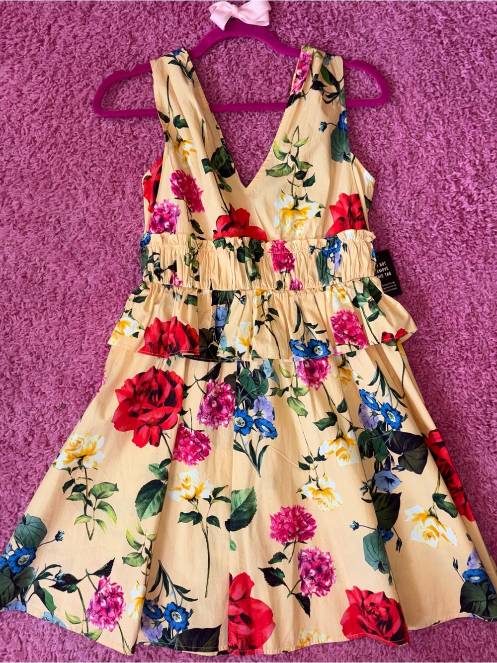 Express Floral V-Neck Yellow Sundress